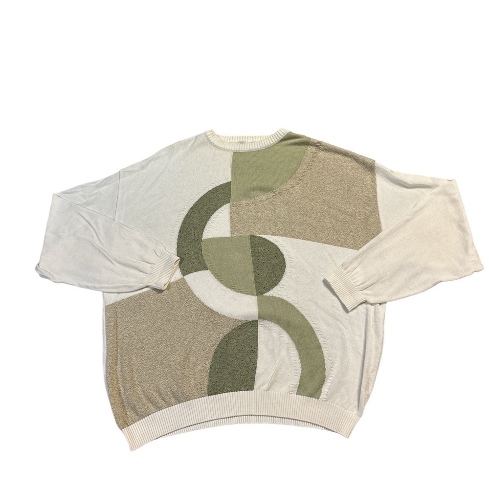 St. Croix Knits Crewneck Sweater‎ Green Tan and White Size XXL
